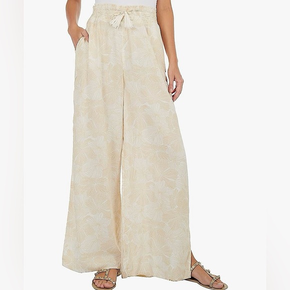 ROXY Tropical Tapioca Wide Split Leg Pants Size Small NWOT - Picture 3 of 10